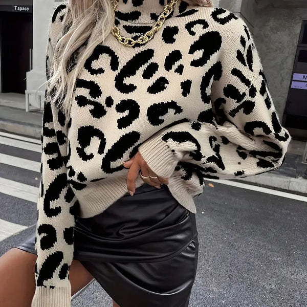 PULL LÉONA – LÉOPARD À COL HAUT