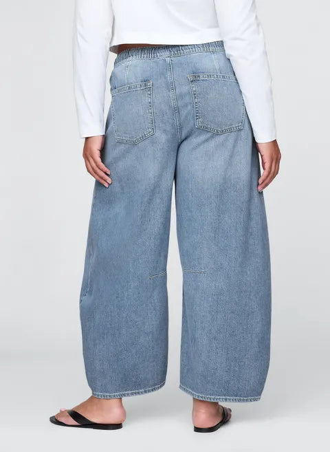 Jean à enfiler à taille mi-haute, ultra-doux