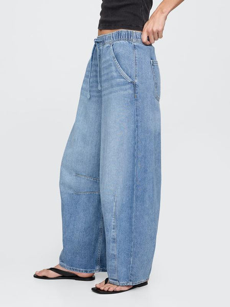 Jean à enfiler à taille mi-haute, ultra-doux