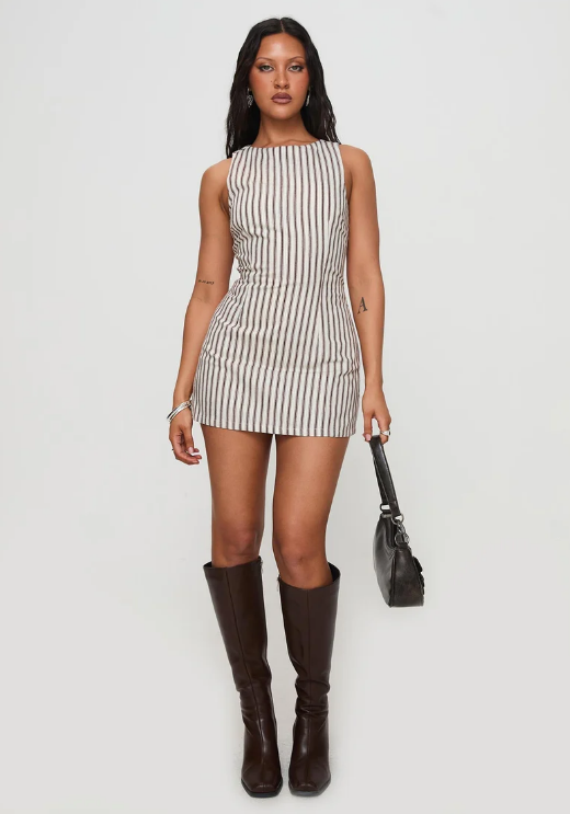 Robe courte rayée