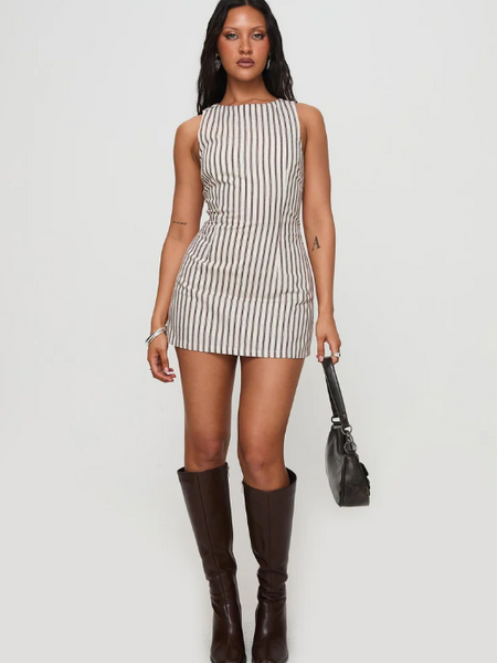 Robe courte rayée