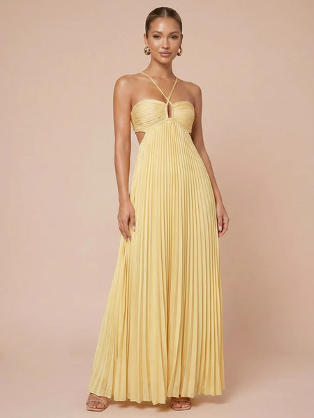 Santorini Sunset Halter Maxi Dress