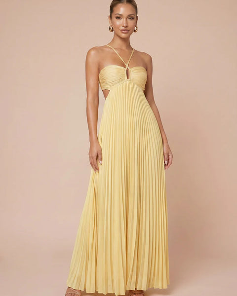Santorini Sunset Halter Maxi Dress