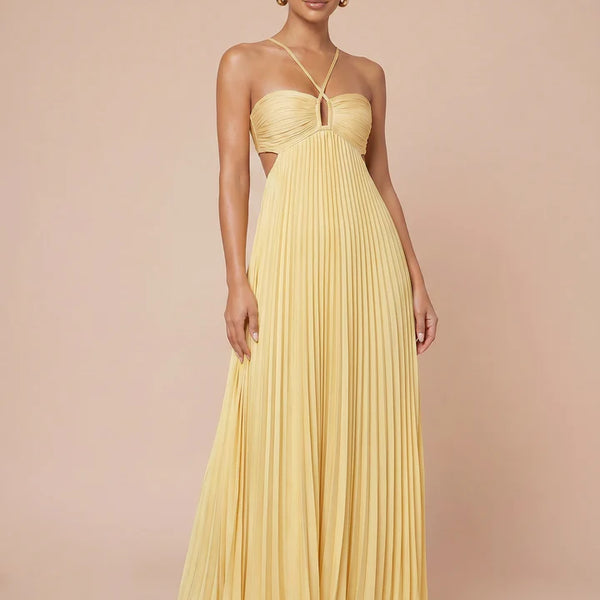 Santorini Sunset Halter Maxi Dress