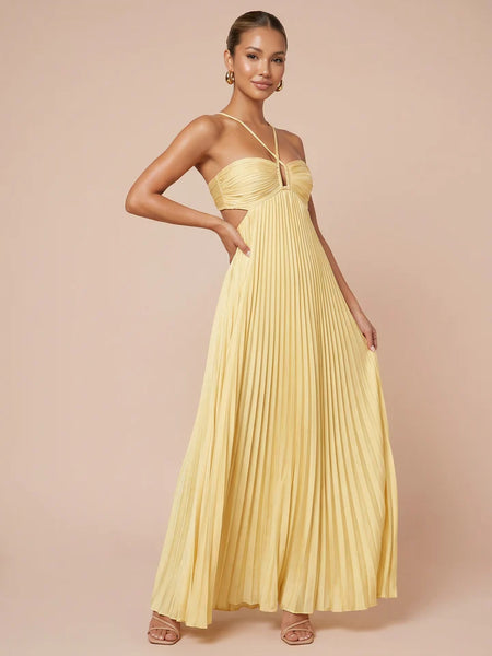 Santorini Sunset Halter Maxi Dress
