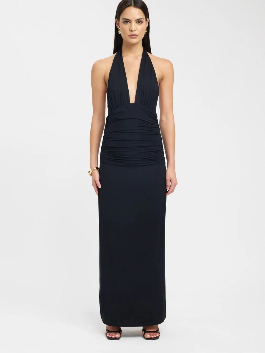 Robe longue à encolure dos nu