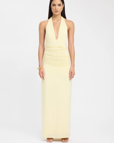 Robe longue à encolure dos nu
