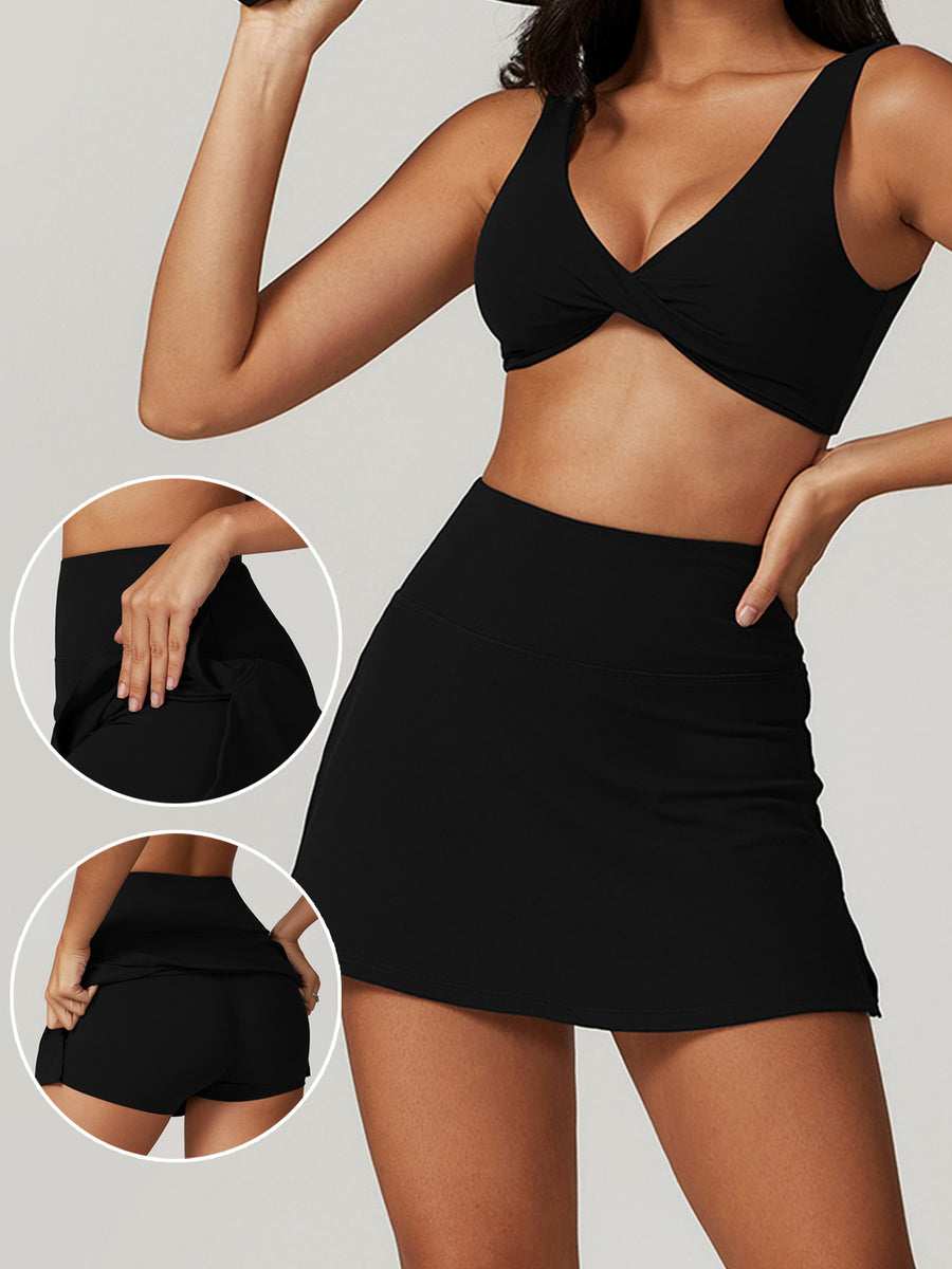 Low Waist Micro Mini Skort with Built-In Shorts