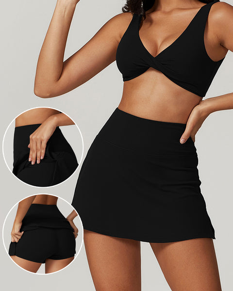 Low Waist Micro Mini Skort with Built-In Shorts