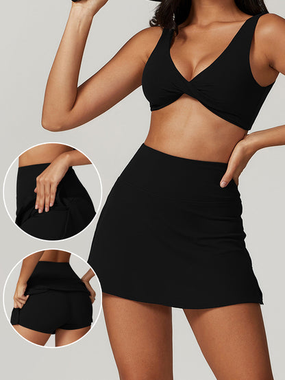 Low Waist Micro Mini Skort with Built-In Shorts