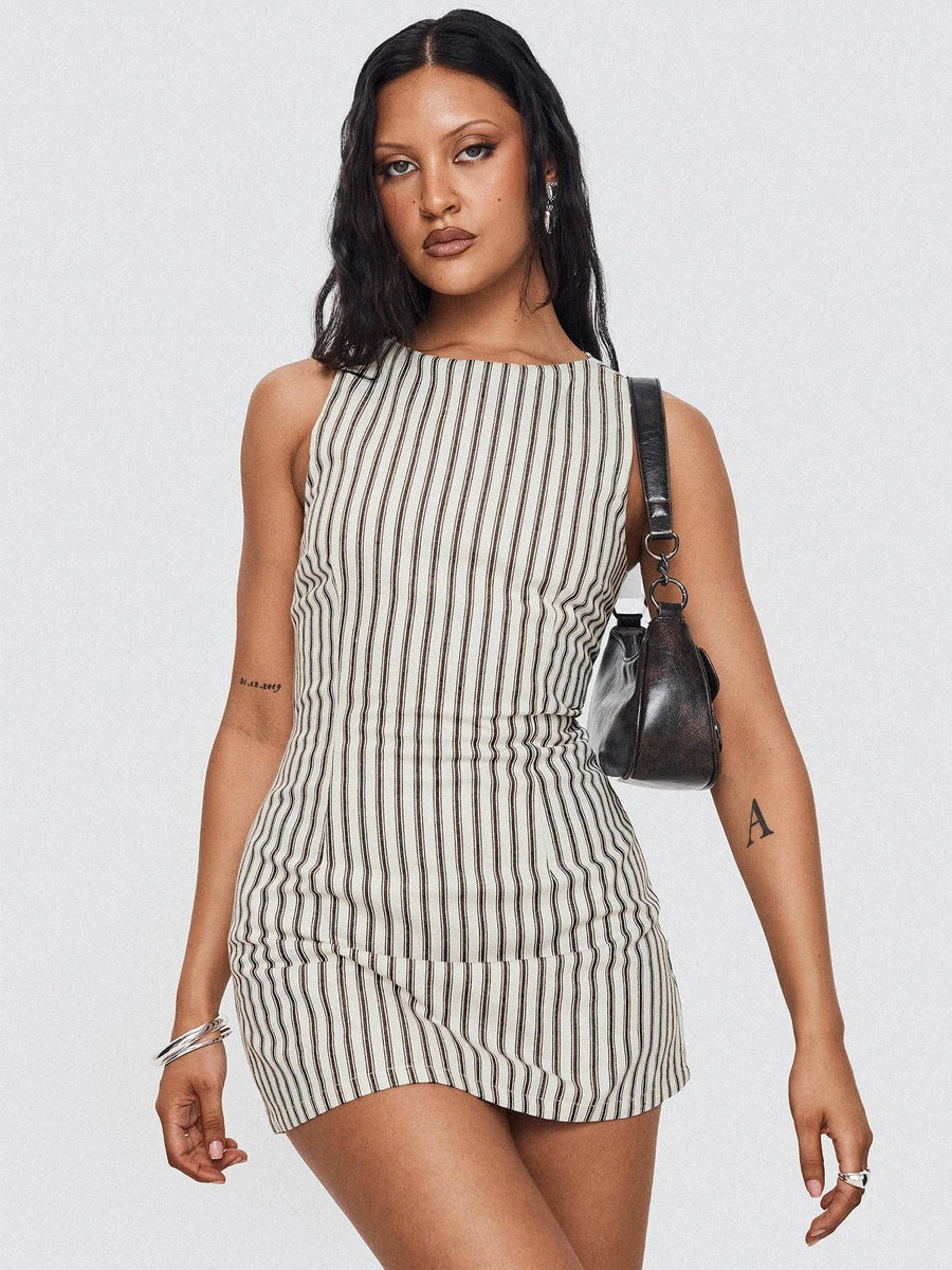 Robe courte rayée