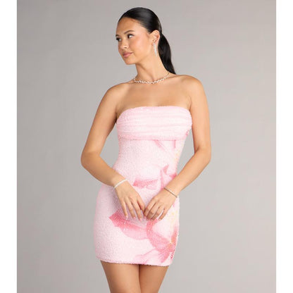 Floral Bead Mini Dress