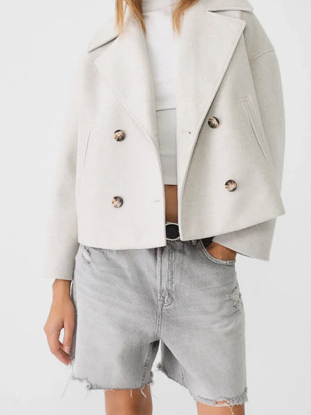 Cropped Double-Breasted Wool Jacket