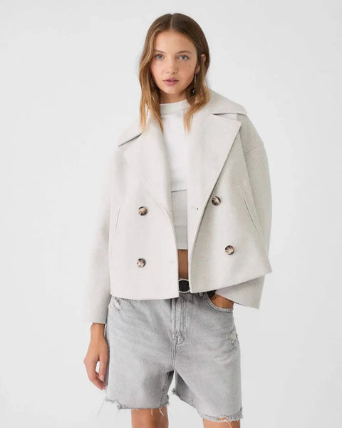 Cropped Double-Breasted Wool Jacket