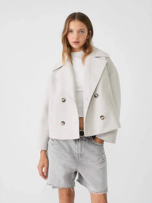 Cropped Double-Breasted Wool Jacket